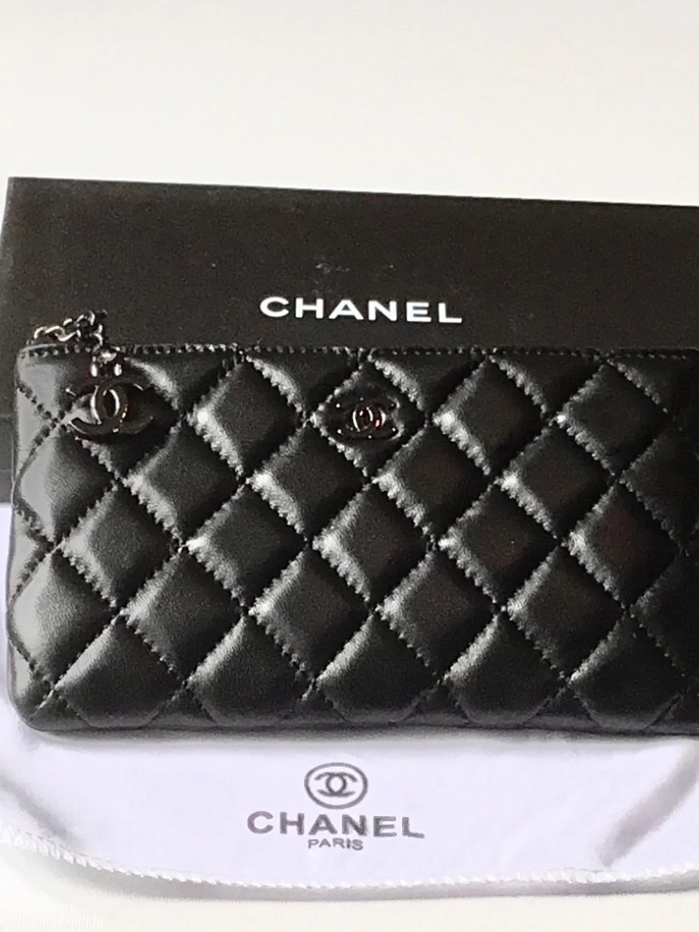 CHANEL LONG QULTED BLACK WALLET